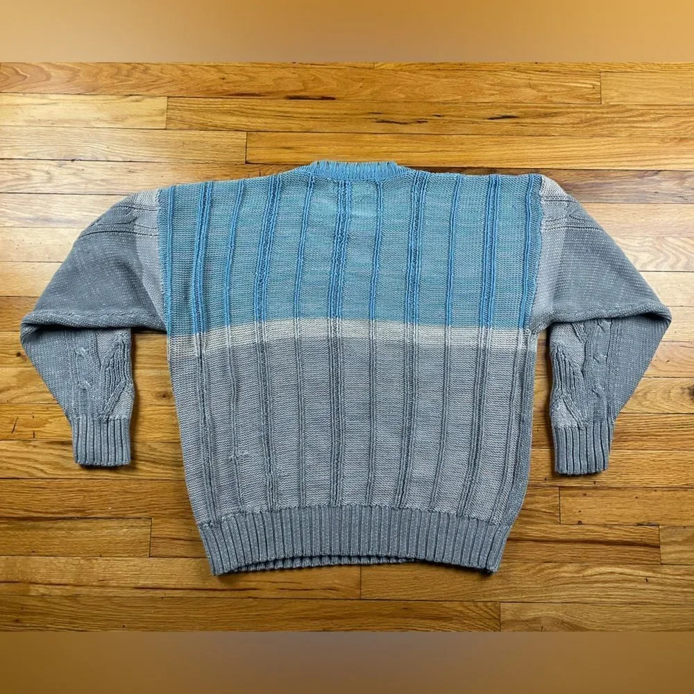 Arrow Sport 90’s Knitted Blue & Gray Sweater Size Large